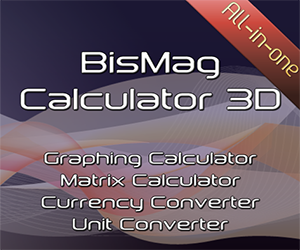BisMag Calculator 3D is a powerful math tool for Android consists of 5 calculators. BisMag Calculator 3D