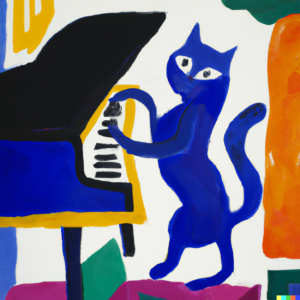 DALL·E 2023-03-02 17.06.23 - An oil painting by Matisse of a cat playing the piano | Android Apps Review